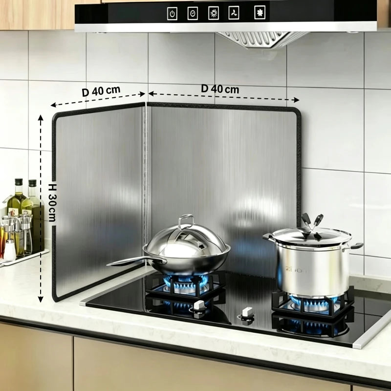Kitchen Stove Splatter Guard Foldable Oil Splash Shield Grease Protector Heat Resistant Cooking Barrier for Gas Stove Cooktop
