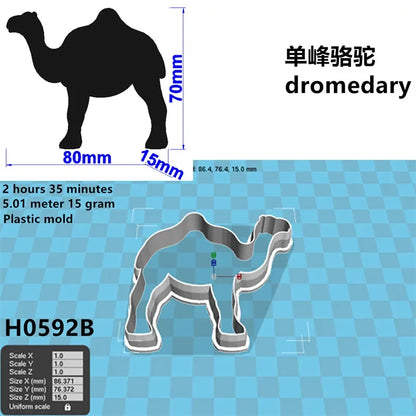 Four Specifications Cartoon Desert Animal,Single-humped Camel,Plastic Molds,Cake Fondant Tools,Cookie Sushi and Fruits Cutters