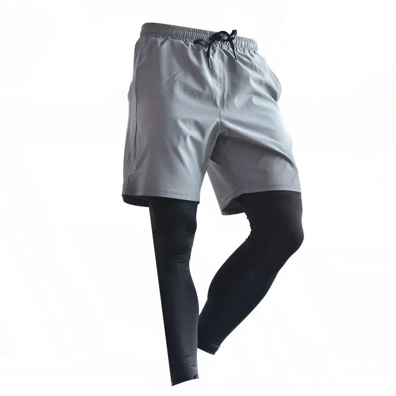 Men Basketball Soccer Shorts Sport Running Shorts 2 in 1 Jogging Fitness Training Quick Dry Gym Shorts Gym Tight Long Pants