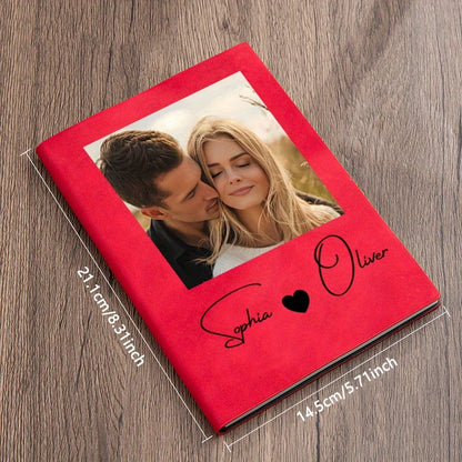 Customizable A5 Personalized Notebook - Personalized Your Name And Photo Couple Portrait