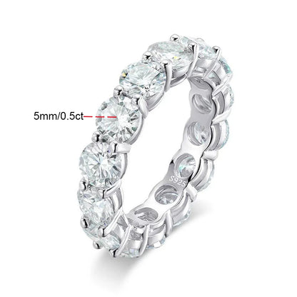 5mm D Color Moissanite Row Ring 925 Sterling Silver Diamond Wedding