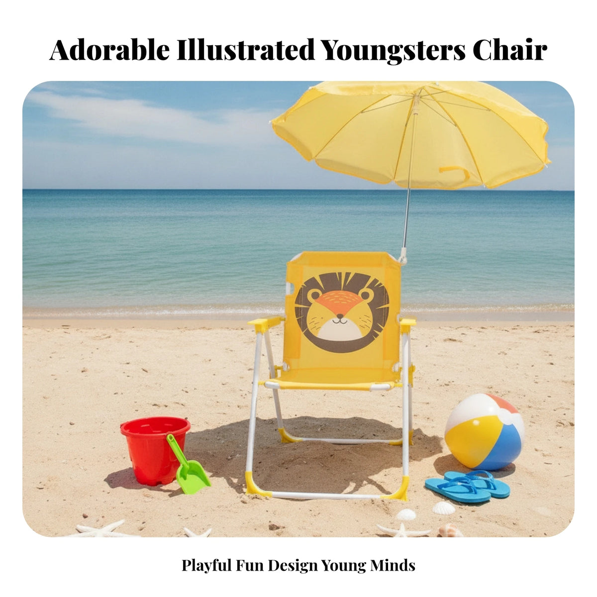 Kids Beach Chair with Umbrella Portable Children Camping Chair Sun Protection Lightweight Kid Parasol Chair for Outdoor Camping