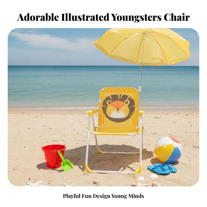 Kids Beach Chair with Umbrella Portable Children Camping Chair Sun Protection Lightweight Kid Parasol Chair for Outdoor Camping