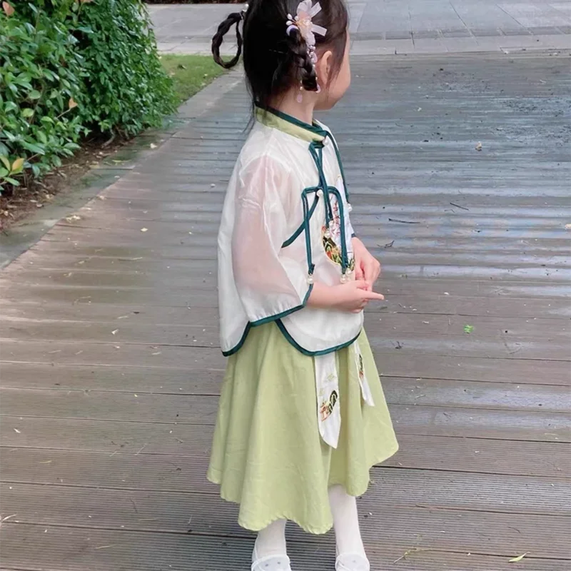 Fashion Hanfu Girl Suit Tang Costume Summer Chinese Style Boy Set Children's Sets Casual Kids Clothes Performance Baby Outfit
