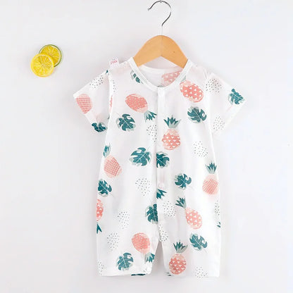 Newborn Short Sleeve Onesie Soft Breathable Lightweight Open Front Romper for 0-1 Year Baby Loungewear