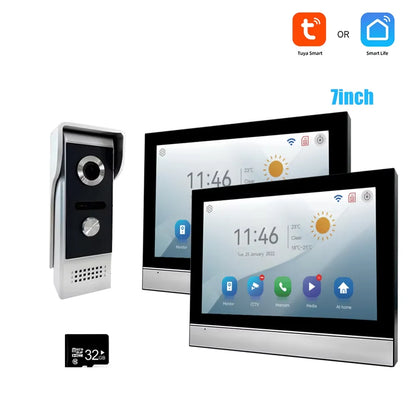 Tuya 1080P 7/10 inch Color Touch Screen WiFi Doorbell Intelligent APP Intercom Kit with Mobile Detection 128G Image Storage