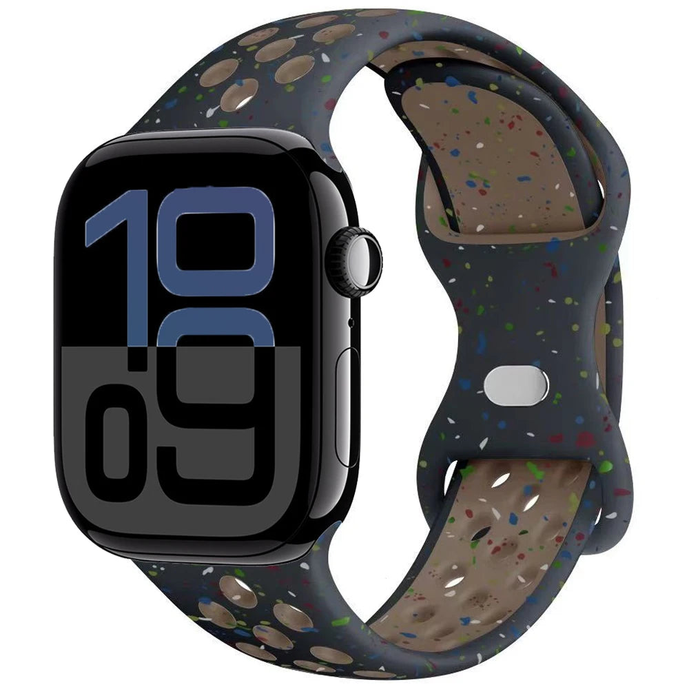 Silicone Strap For Apple Watch 11 10 9 8 7 46mm 45mm 42mm 41mm Ultra 3/2 49mm Breathable Bracelet Wristband iWatch 6 5 4 SE 44mm