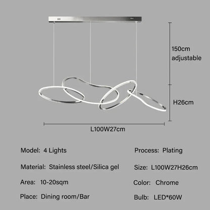 Modern Rings Pendant Lights Black&Golden for Living Dining Room Bedroom Ceiling Chandelier Lamps Indoor Hanging Lighting Fixture