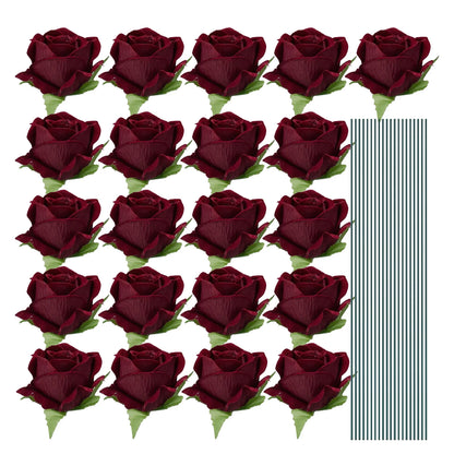 18-300PCS Artificial Rose Flowers Velvet Red Roses Artificial Flowers for Valentine's Day Gifts Wedding Flower Arrangement