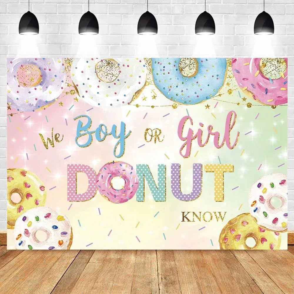 Donut Ice Cream Candy Photography Background 1st Birthday Party Decor Cake Table Banner Children Portrait Photo Studio Props