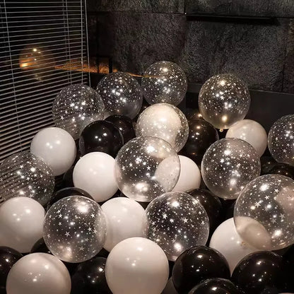 20-100pcs Black Gold Latex Balloons Transparent Starry Sky Helium Balloon Birthday Anniversary Wedding Party Decoration Supplies