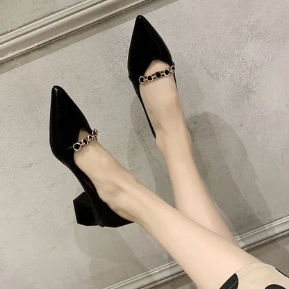 Women's Summer Footwear Blue Shoes For Woman 2025 Yellow With Medium Heels Pointed Toe On Sale Offer Wholesale Stylish A E