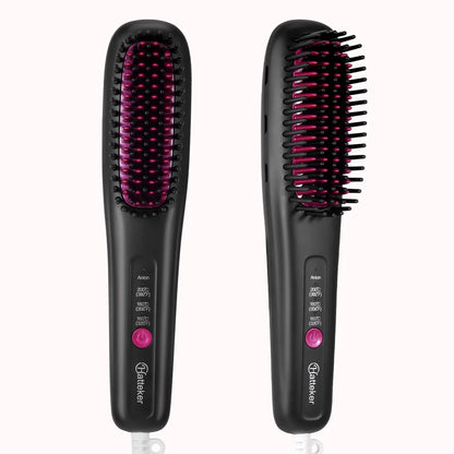 Hair Straightening Brush Portable Home Negative Ion Straightener with Multi-Heat Settings 3-Temp Ceramic Damage-Free Styling