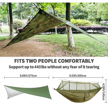 Anti Outdoor Camping Hammock With Mosquito Net And Rain Tent Equipment Supplies Shelters Camp Bed Survival Portable Hammock