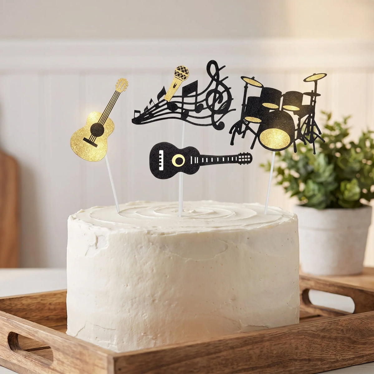 32 Pcs Music Party Decoration Kit Instrument Cake Decorations Cupcake Decorating Accents Note Instruments Musical Birthday