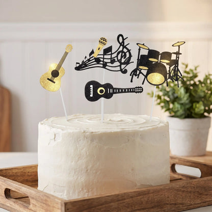 32 Pcs Music Party Decoration Kit Instrument Cake Decorations Cupcake Decorating Accents Note Instruments Musical Birthday