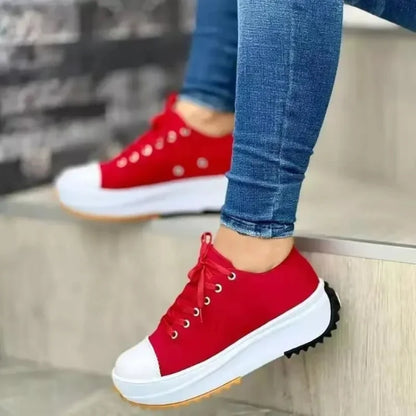 Women Shoes Classic White Canvas Sneakers Fashion Platform Women Casual shoes High Quality Lace-Up Feamle Tennis Shoes 35-43