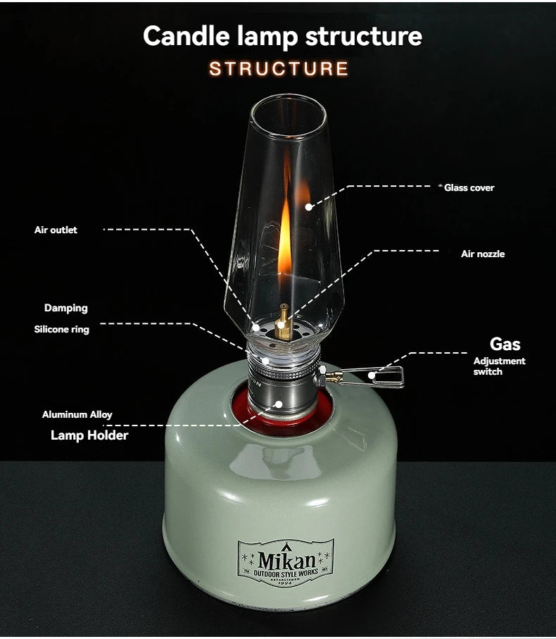CAMPINGMOON T-1 Outdoor Gas Coreless Candle Lamp Gasification Tent Gas Lamp Atmosphere Camping Flat Gas Candle Lamp