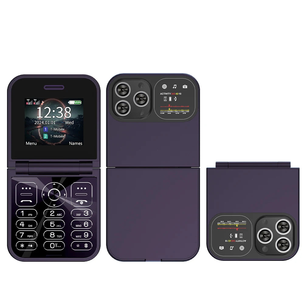 SERVO Classic Small Flip Mobile Phone 2G Dual SIM Card Blacklist Speed Dial 2.0" Screen 180° Fold Button Cellphones New Upgrade