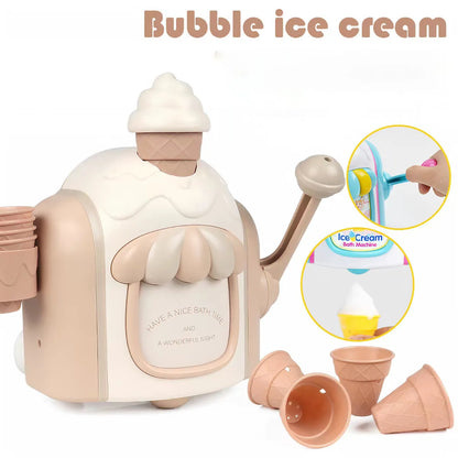 Kids Simulation Ice Cream Bubble Maker Bath Automatic Foam Making Machine, Toddler Pretend Play Bathroom  Bath Tub