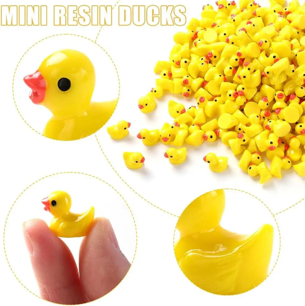 200pcs Mini Resin Ducks Yellow Tiny Ducks Mini Ducks Bulk Little Duck Figures Garden Crafts Tiny Duck Landscape Plants Fairy