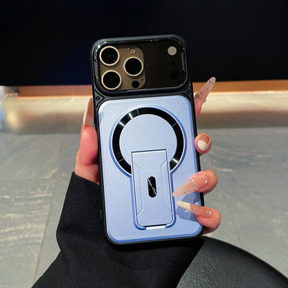 Matte Armor Fold Stand Magnetic Case for iPhone 17 16 15 14 Plus 13 12 11 Pro Max For Magsafe Camera Holder Lens Protect Cover