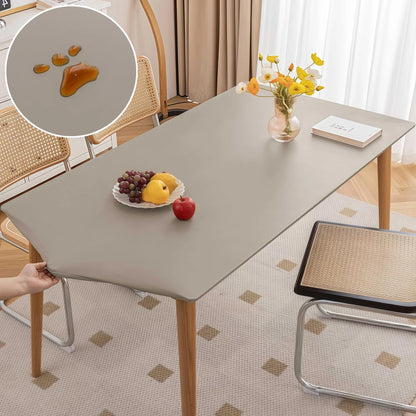 Waterproof Table Cloth Picnic Elastic PU Leather Fitted Edged Table Cloth Stretch Square/Rectangle Table Cover Wipe-Clean