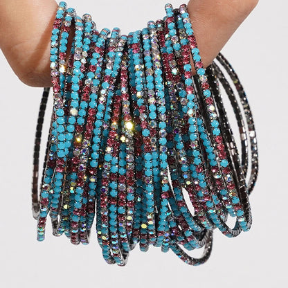 5pcs Fashion Colorful Acrylic Crystal Rhinestone Elastic Bracelet For Women Stretch Wristband Wedding Bracelets Daily Jewelry