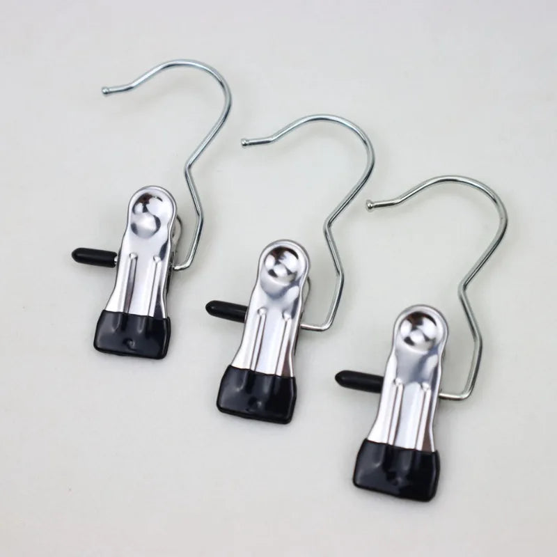 Premium Stainless Steel Clothes Pegs with Hooks - Space-Saving Laundry Hangers for Pants, Towels & Closet Organization