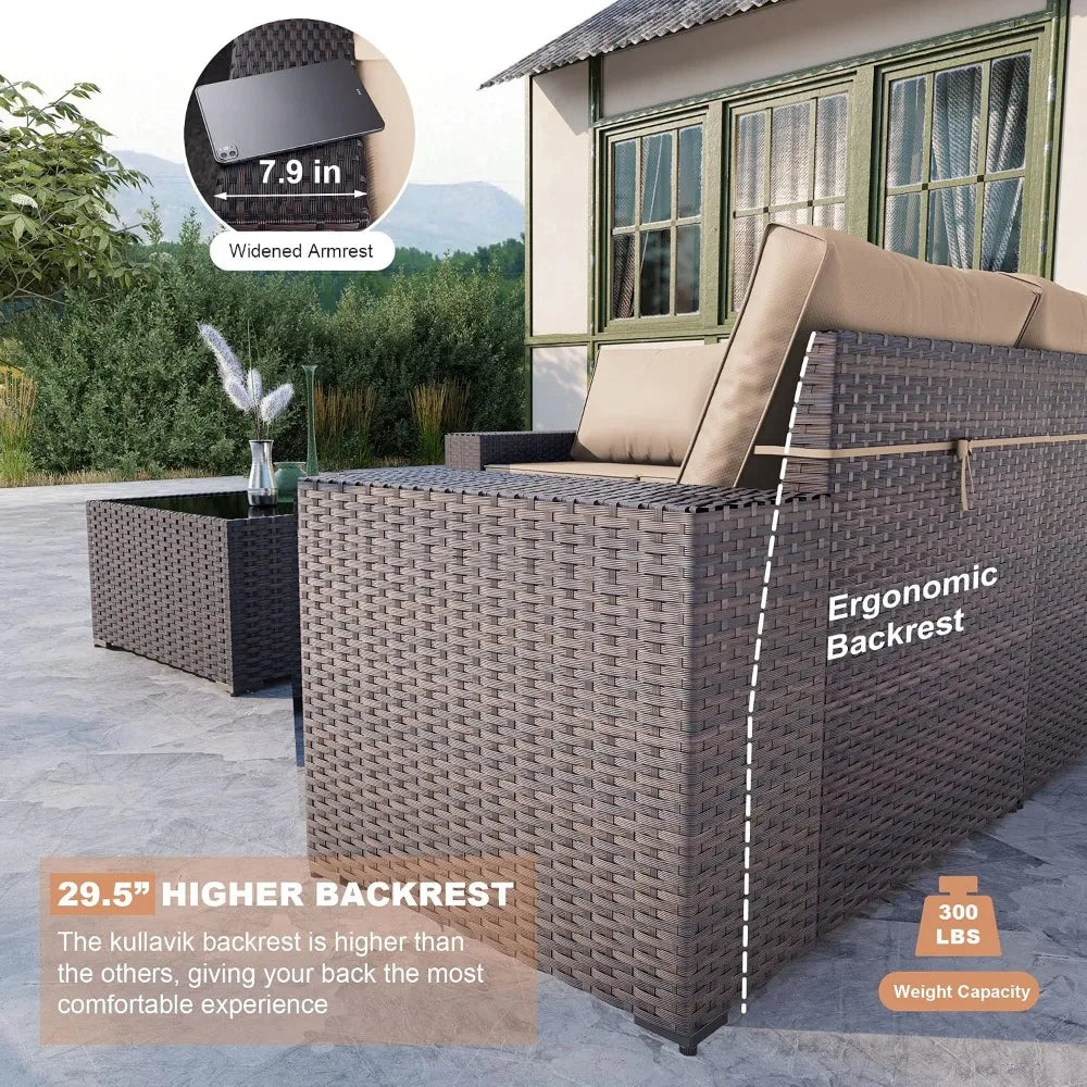 12 Piece Patio Furniture Set, Outdoor Wicker Sectional Sofa, Customized