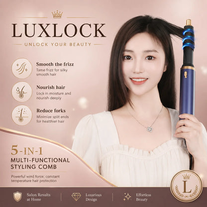 LUXLOCK Professional 5-in-1 Curler Set Multi functional Straightener Hot Air Comb Hairdryer Styling Set Wave Curler Ladies' Gift