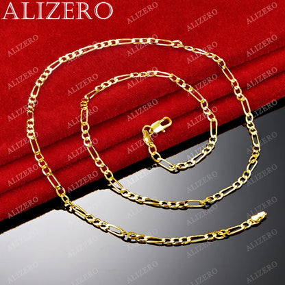 Alizero 18K Gold 4MM Figaro Chain Necklace Fashion Hip Hop Punk