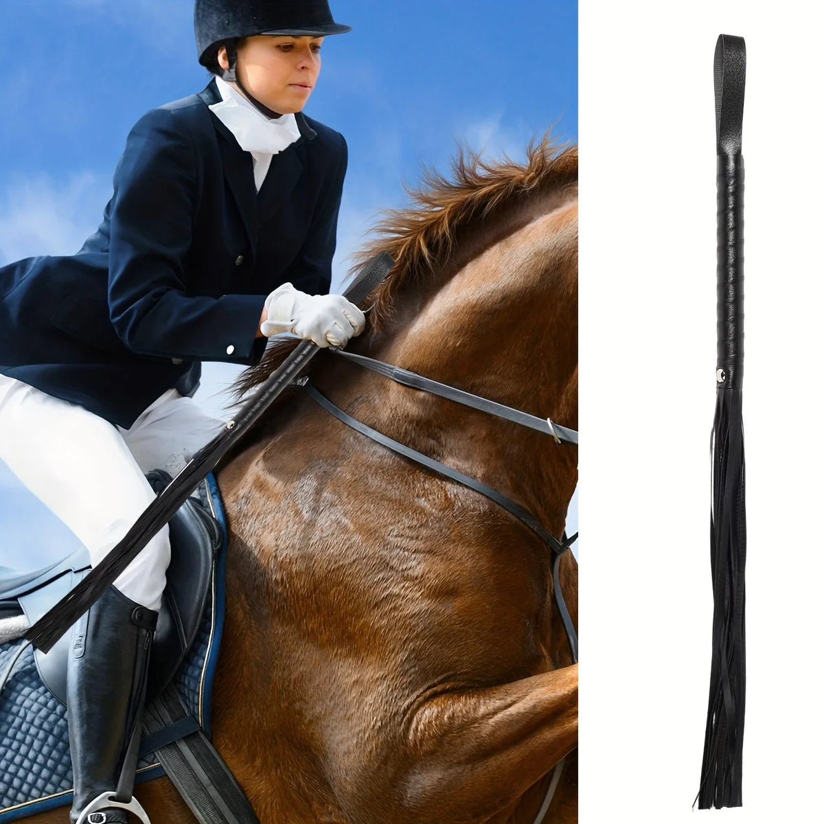 Horse Riding Whip, Hand Braided Leather Crop, Elegant & Powerful Equestrian Essential