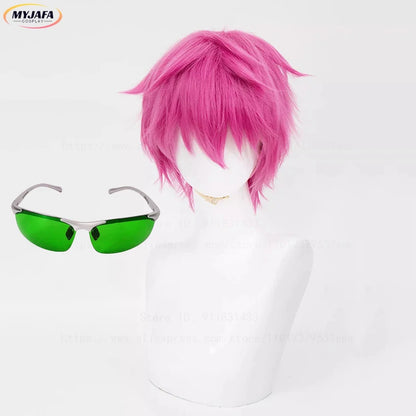 High Quality Saiki Kusuo Cosplay Wig Rose Pink Short Heat Resistant Synthetic Hair Anime Role Play Wigs + Wig Cap