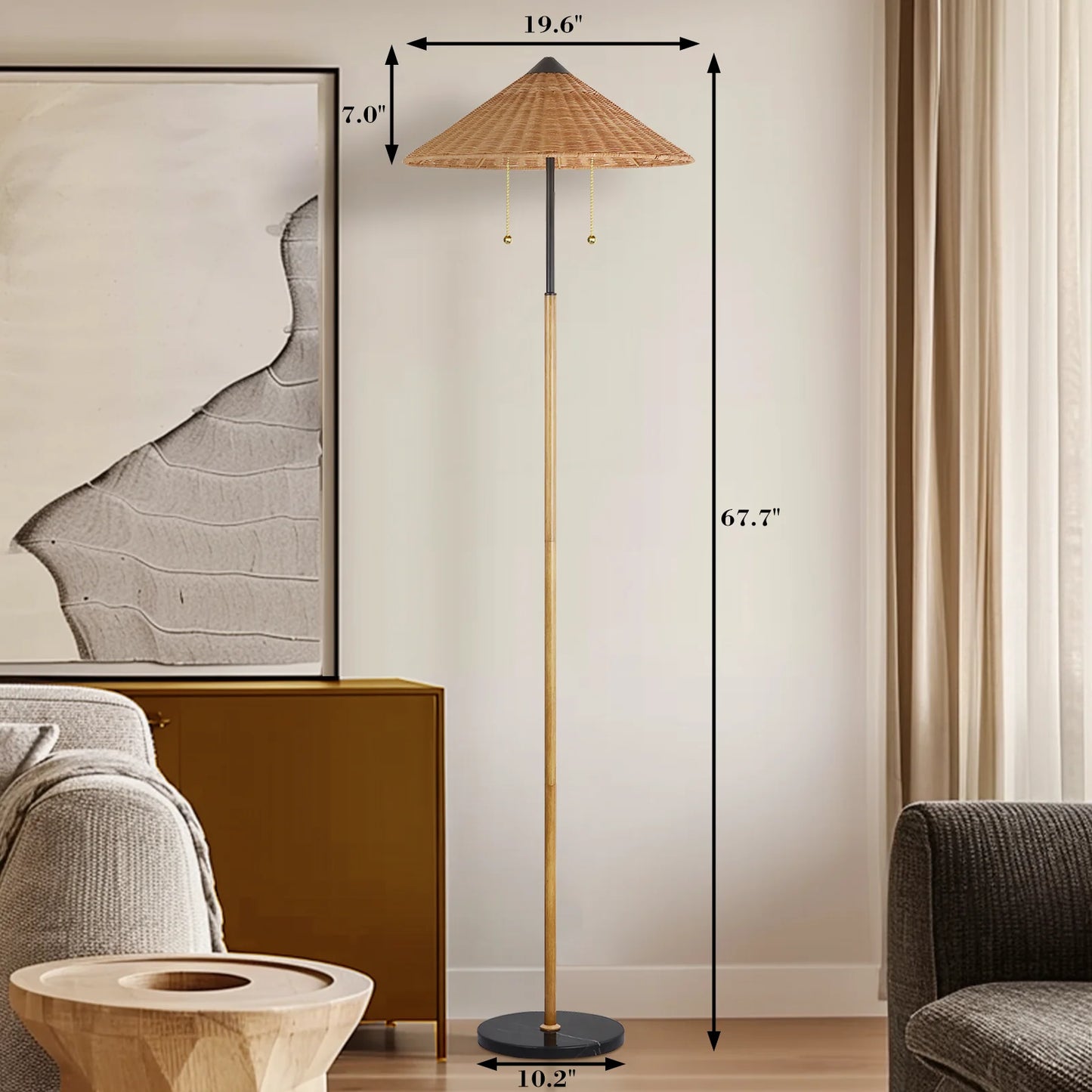 68 inch Floor Lamp Minimalist Rattan lampshade traditional style Lamp Hotel Guest Room Living Room Study Bedroom Bedside Decorative Lighting Lamps Indoor Lighting Shiping from USA