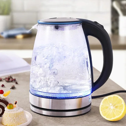 Electric Glass Kettle 1.5L Borosilicate Tea Pot with Heating Base Fast Boil Water Heater for Home Office Tea Coffee