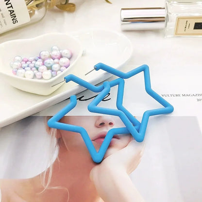 Simple Big Round Star Heart Hoop Earrings For Women Geometric Plastic Exaggerated Earring Hyperbole Trendy Ring Earrings Jewelry