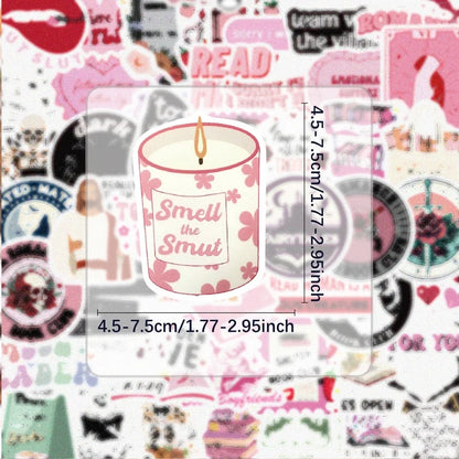 50 Pieces of Motivational Reading Stickers, Vibrant Sticker Decals, Suitable for Decorating Water Bottles, Laptops, Cell Phones, Luggage, Skateboards, Guitars, Gift Boxes, Party Decorations