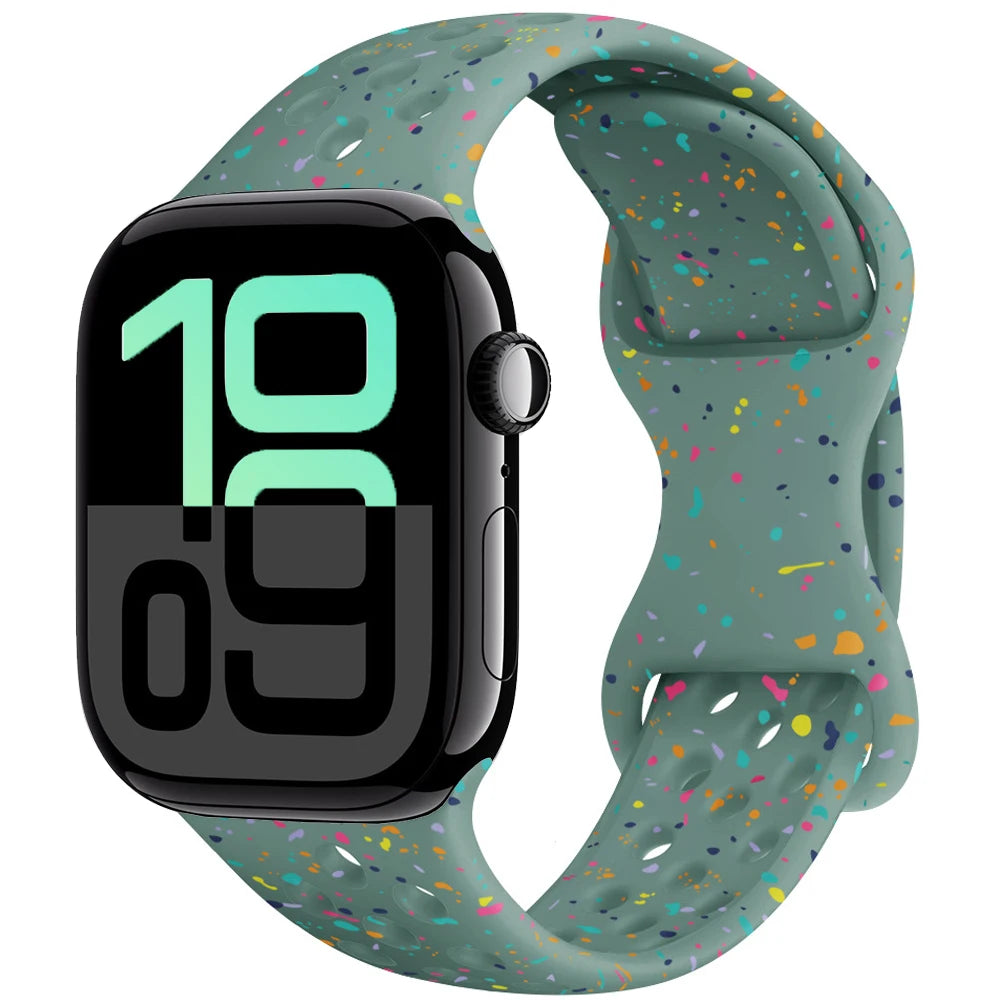 Silicone Strap For Apple Watch 11 10 9 8 7 46mm 45mm 42mm 41mm Ultra 3/2 49mm Breathable Bracelet Wristband iWatch 6 5 4 SE 44mm