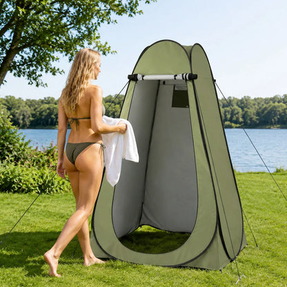 Instant Pop Up Changing Tent 192cm Tall Portable Outdoor Privacy Shower Tent with Silver Coating Waterproof Foldable Camping Toilet Dressing Booth with Carry Bag Stakes Ropes for Beach Swimming Fishing Hiking Photography