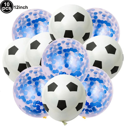10Pcs 12inch Soccer Balloons Red Blue Black White Confetti Football Latex Balloon Boy Soccer Birthday Party Baby Shower Decor