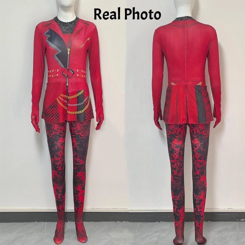 Descendants 5 Wicked Wonderland Red Princess Cosplay Costume Jumpsuit Women Halloween Party Costume