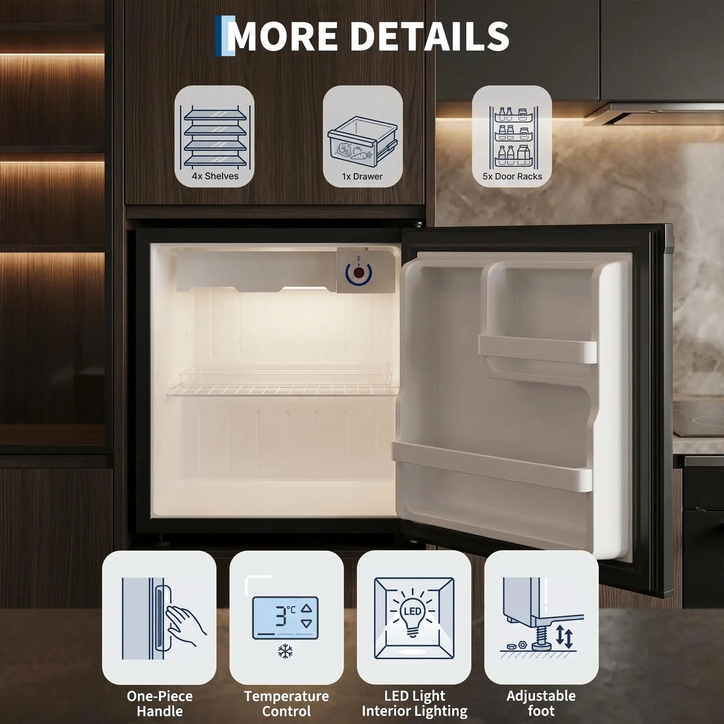 1.6 Cu.Ft Compact Mini Fridge, Single Door Small Refrigerator, Steel Construction, Quiet Energy Efficient Cooler For Dorm Office Bedroom