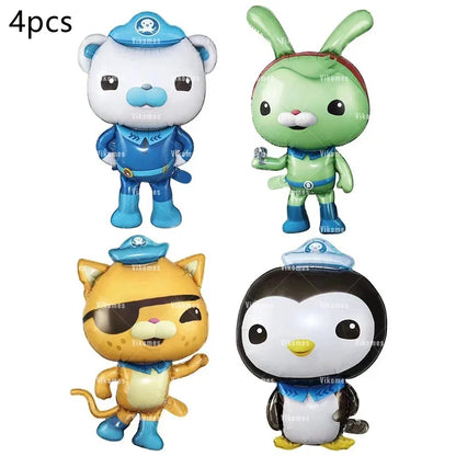 The Octonautsed Party Decoration Bear Cat Penguin Latex Ballons Captain Sea Animal Foil Balloons Happy Birthday Banner Kids Toy
