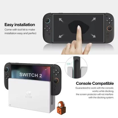 1-3Pcs Easy Installation Screen Protector for Switch 2 Game Console Protect HD Tempered Glass for Switch Oled Films