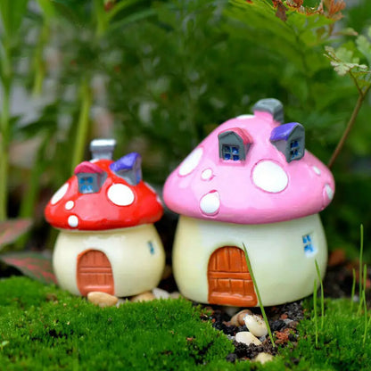 4 Sizes Fairy Garden Accessories Miniature Mushroom Ornament Statue Figurines Plant Pot Dollhouse Home Garden Decor Craft