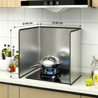 Kitchen Stove Splatter Guard Foldable Oil Splash Shield Grease Protector Heat Resistant Cooking Barrier for Gas Stove Cooktop