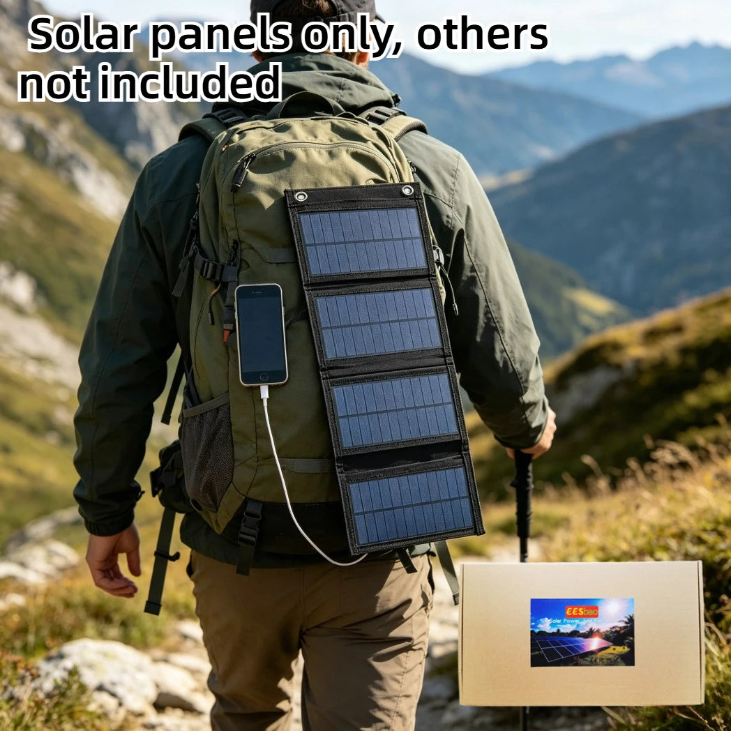 Backpack Carry Foldable Waterproof Solar Charging Panel 25W 100W Dual USB Camping Emergency Charger For Cell Phone Tablet Small
