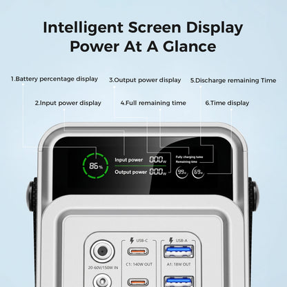 CTOLITY 200W Portable Power Station 192Wh Power Generator LED Light Emergency Solar Power Bank for Outdoor Camping Travel