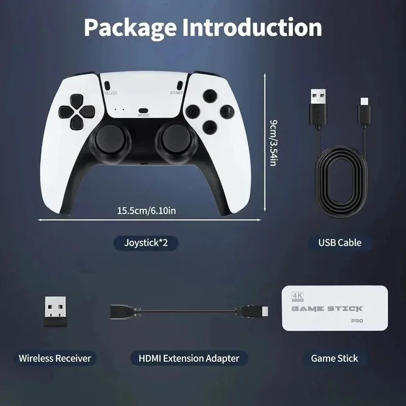 128G Game Stick M15 4K Video TV Game Console Wireless Gamepads 20000+ Classic Arcade Games HD Two-player Gaming Console with 64G
